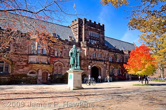 slides/CX102209_HDR41_0003.jpg Buildings hawkins HDRI jim hawkins princeton u princeton university Churches John Witherspoon Statue in front of East Pyne Hall